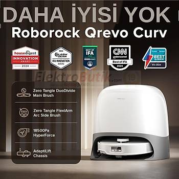 ROBOROCK QREVO CURV 18.500 Pa AKILLI ROBOT SUPURGE BEYAZ 2 YIL RESMI DISTRIBUTOR GARANTILI