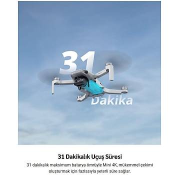 DJI MINI 4K 30 FPS DRONE GRI 2 YIL RESMI DISTRIBUTOR GARANTILI 