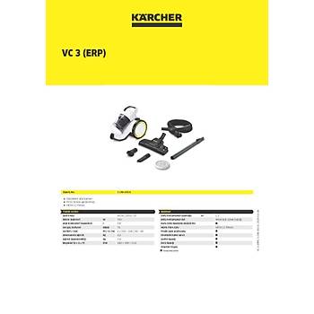 KARCHER VC 3 ERP 700 W TOZ TORBASIZ SUPURGE BEYAZ 1.198-053.0