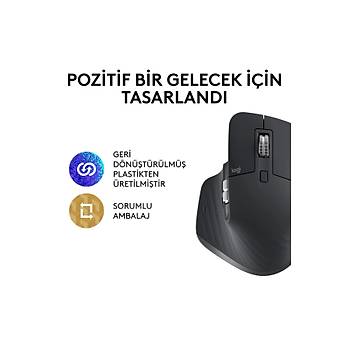 Logitech MX Master 3S Performans 8000 DPI Optik Sensrl Sessiz Kablosuz Mouse - Siyah 910-006559