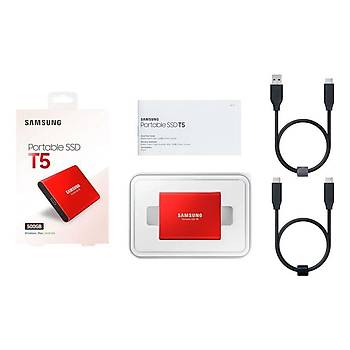 SAMSUNG T5 500GB SSD TAINABLR HDD MU-PA500R/WW KIRMIZI 3YIL GARANTL