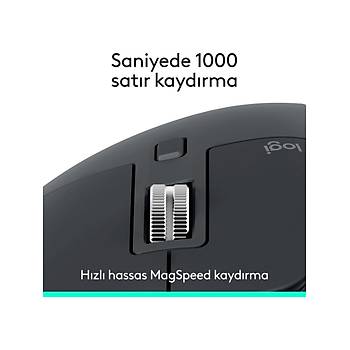 Logitech Mx Master 3s Bluetooth Edition Performans 8000 Dp� Sarjedilebilir Optik Sessiz Kablosuz Mouse, Siyah 910-007501