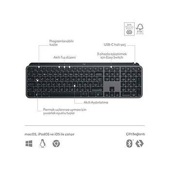 Logitech MX Keys S 920-011594 Ayd�nlatmal� Kablosuz �arjl� TR Klavye