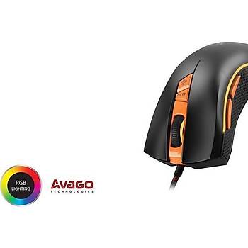 Rampage SMX-R9 USB 1000-3200DPI RGB Ikl Oyuncu Mouse Siyah/Turuncu