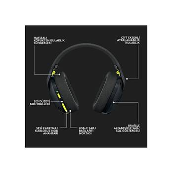 Logitech G G435 LIGHTSPEED Kablosuz Oyuncu Kulakl - Siyah 981-001050