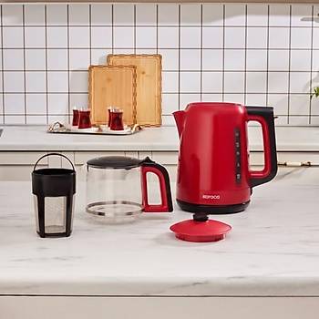 Karaca Mega Tea 1501 Cam �ay Makinesi Cherry Red 1500 W