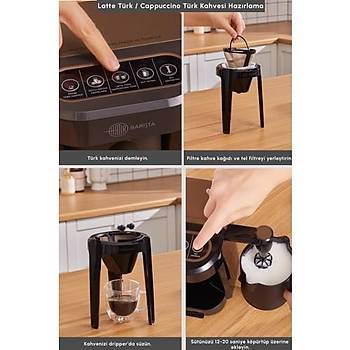 Karaca Hat�r Barista T�rk Kahve Makinesi ? 5 Fincan, S�t K�p�rtme ve S�tl� ��ecek Haz�rlama �zellikli, Kolay Temizlenen Ceviz Kahverengi