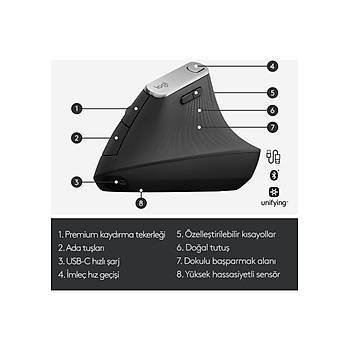 Logitech Mx Vertical Siyah 910-005448 Optik �arjl� Kablosuz Mouse
