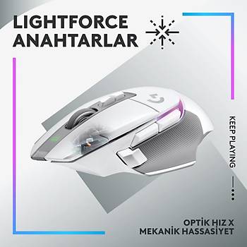 LOGITECHG G502 X PLUS KABLOSUZ HERO 25K SENSORLU RGB AYDINLATMALI OYUNCU MOUSE BEYAZ 910-006172