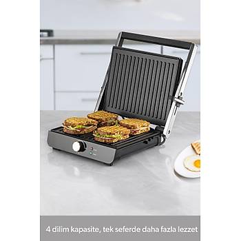 Homend Grilliant 1346H D�k�m Plakal� 4 Dilim Tost ve Izgara Makinesi Inox 2000 W