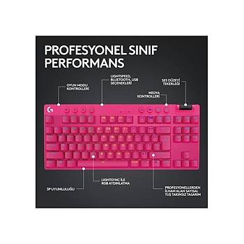 Logitech G PRO X TKL LIGHTSPEED Pembe 920-012159 RGB Tactile Switch Kablosuz Mekanik Oyuncu Klavye