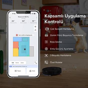 ROBOROCK Q5 PRO AKILLI ROBOT SUPURGE SIYAH ROBOROCK TURKIYE GARANTILI 