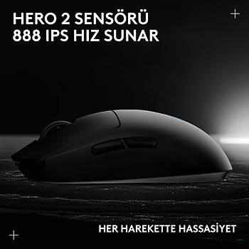Logitech G Pro 2 Lightspeed Siyah 910-007296 44K Hero 2 Optik LIGHTSYNC RGB �arjl� 80gram Kablosuz Oyuncu Mouse