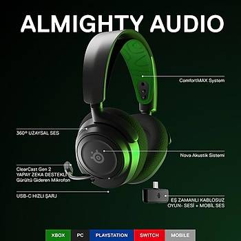 SteelSeries Arctis Nova 7X SSH61565 �oklu Platform Kablolu/Kablosuz Kulak �st� Oyuncu Kulakl���