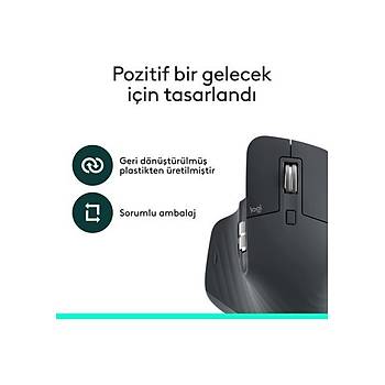Logitech Mx Master 3s Bluetooth Edition Performans 8000 Dp� Optik Sens�rl� Sessiz Kablosuz Mouse, Siyah