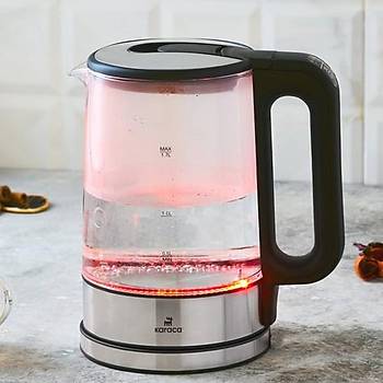 Karaca Cam Su Is�t�c� 1,7 Lt 5 Kademeli S�cakl�k Ayar� LED I��kl� Otomatik Kapanma �zellikli