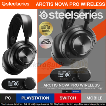 STEELSERIES ARCTIS NOVA PRO WIRELESS SIYAH  KABLOSUZ COKLU SISTEM KULAK USTU OYUNCU KULAKLIGI SSH61520 2 YIL STEELSERIES TURKIYE GARANTILIDIR