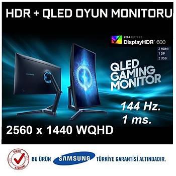 Samsung LC32HG70QQMXUF 31.5 144Hz.1ms QHD HDR QLED (DP+2xHDMI+2xUSB) FreeSync HDR600 Curved Oyuncu Monitör