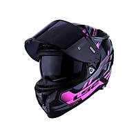 LS2 Challenger Spn Siyah - Ttanum - Pembe Kapal Motosiklet Kask Siyah Cam