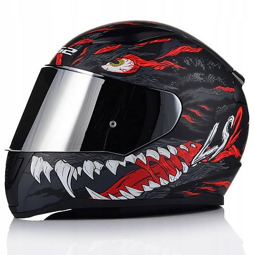 LS2 Rapıd 2 Kaıju Mat Siyah-Kırmızı Fullface Motosiklet Kaskı Gri Camlı
