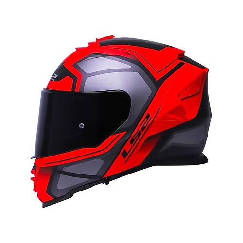 LS2 Storm 2 Faster Mat Kırmızı Kapalı Motosiklet Kaskı Siyah Camlı