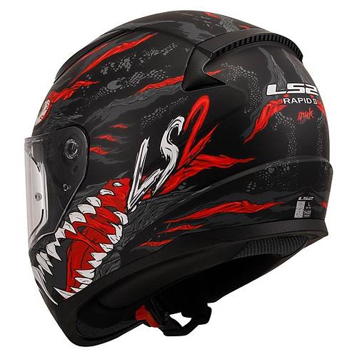 LS2 Rapıd 2 Kaıju Mat Siyah-Kırmızı Fullface Motosiklet Kaskı Gri Camlı