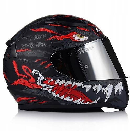 LS2 Rapıd 2 Kaıju Mat Siyah-Kırmızı Fullface Motosiklet Kaskı Gri Camlı
