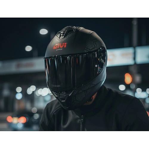 Givi  50.x Snake Mat Karbon Kapal� Motosiklet Kask� Spectra Siyah Caml�