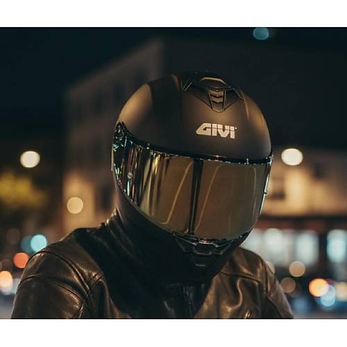 Givi 50.x Mat Siyah Kapal� Motosiklet Kask� Spectra Gold Caml�