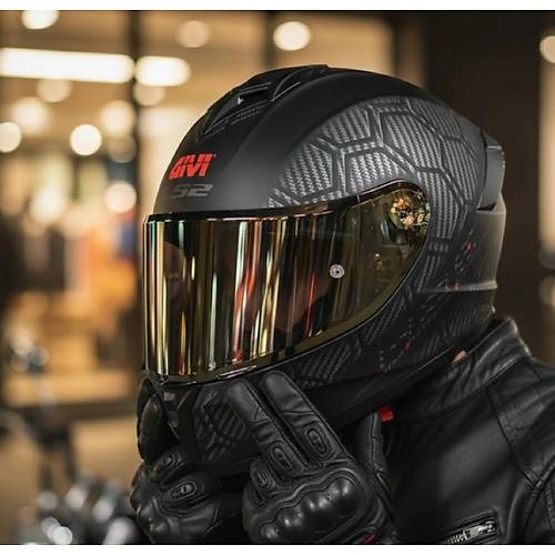 Givi 50.X Snake Mat Karbon Kapal� Motosiklet Kask� Spectra Gold Caml�