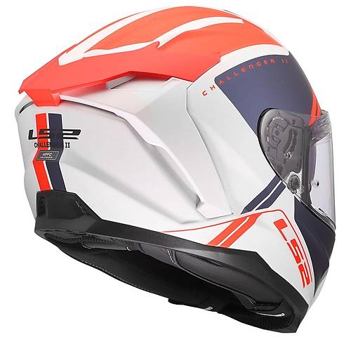 Ls2 Challenger 2 T�tan Mat Beyaz-Mavi-K�rm�z� Kapal� Motosiklet Kask�
