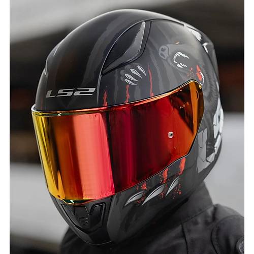 LS2 RAPID 2 RACE CLAWN KAPALI MOTOSKLET KASKI KIRMIZI CAMLI