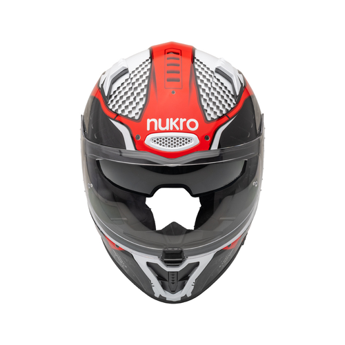 Nukro B-506 Level Beyaz-K�rm�z� G�ne� Viz�rl� Kapal� Motosiklet Kask�