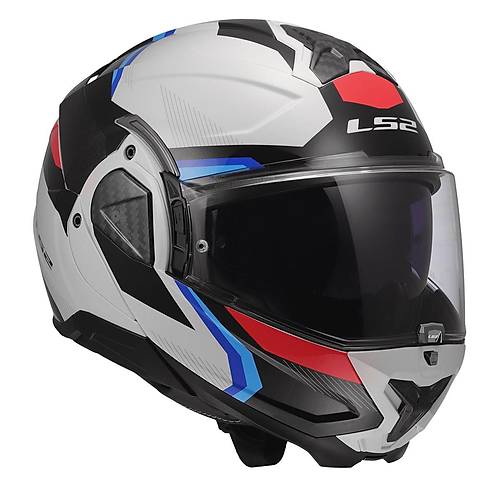 LS2 Advant 2 Tr�ple Beyaz-Mavi-K�rm�z�-Siyah �ene A��l�r Motosiklet Kask�