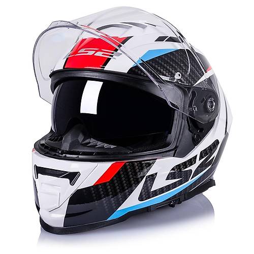 LS2 Storm 2 Racer Beyaz Kapal Motosiklet Kask