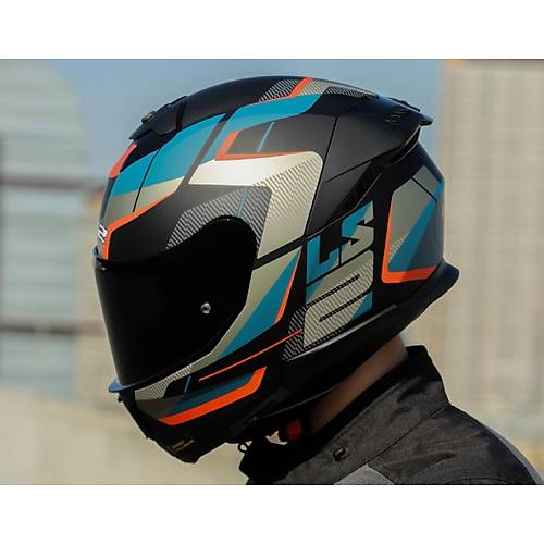 LS2 Stream 2 Road Mat Siyah-Gri Kapal� Motosiklet Kask�  Siyah Caml�