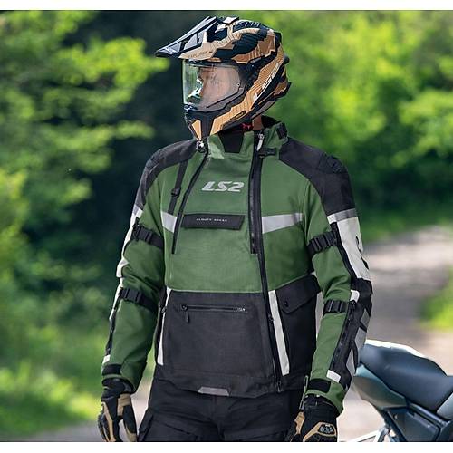 LS2 X-Master Siyah-Ye�il-Gri 4 Mevsim Motosiklet Montu