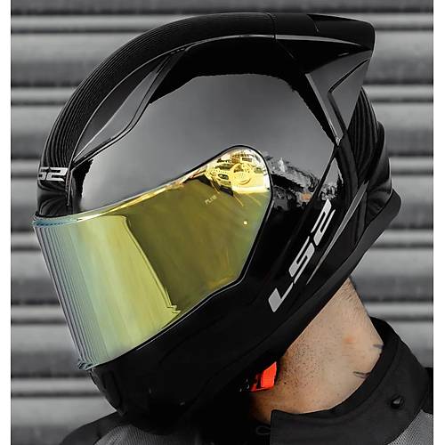 LS2 Rapd 2 Race Parlak Siyah Full Face Motosiklet Kask Gold Caml