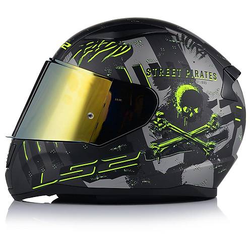 LS2 Rap�d 2 P�rates T�tan�um Full Face Motosiklet Kask� Gold Caml�