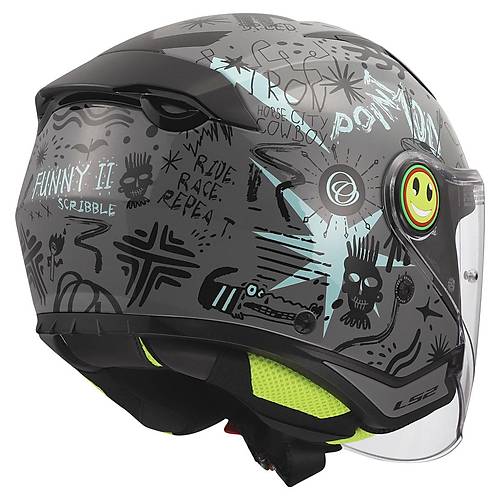 LS2 Funny 2 Scribble Gri-Mavi �ocuk Motosiklet Kask�