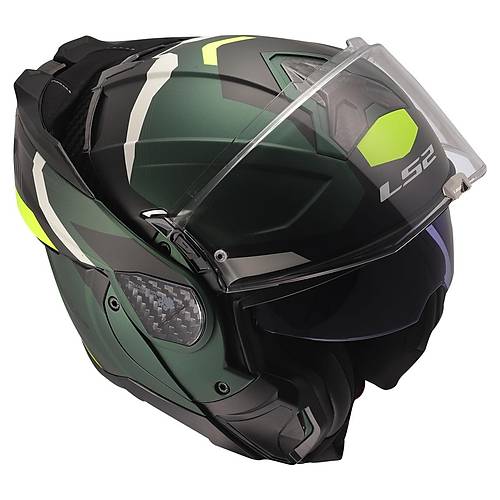LS2 Advant 2 Tr�ple Mat Ye�il-Siyah-Neon Sar� �ene A��l�r Motosiklet Kask�