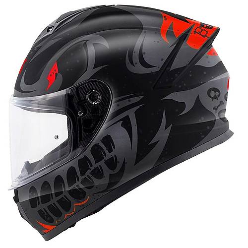 Givi  50.x Bones Mat Siyah-K�rm�z� Kapal� Motosiklet Kask�