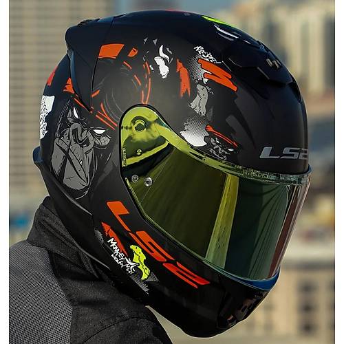 Ls2 Stream 2 Angry Monkey Kapal Motosiklet Kask Gold Caml