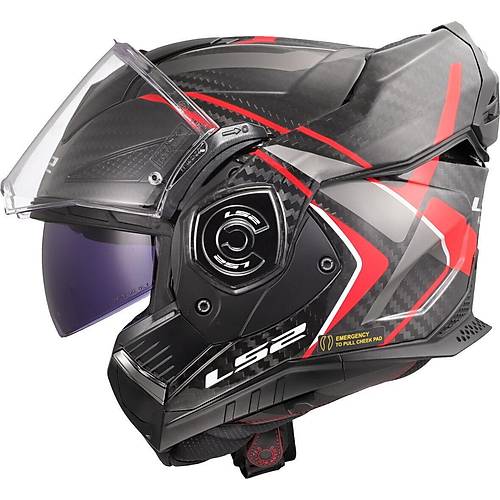 LS2 Advant X Karbon Future II �enesi Arka A��lan Kask (K�rm�z�-Siyah)
