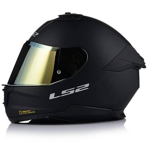 LS2 Stream 2 Mat Siyah Full Face Motosiklet Kask Gold Caml