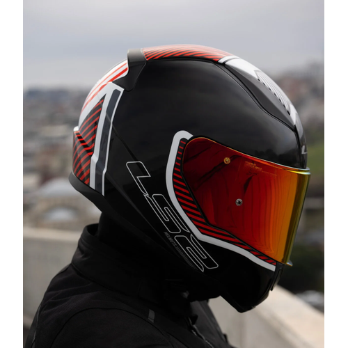 LS2 Rapid 2 Extra Beyaz-K�rm�z� Kapal� Motosiklet Kask� K�rm�z� Caml�