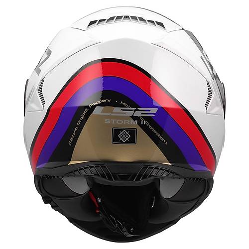 LS2 Storm 2 Stark Beyaz-K�rm�z�-Mavi Kapal� Motosiklet Kask�