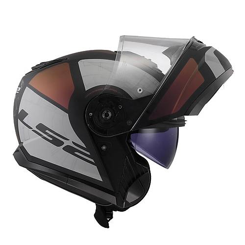 LS2 Strobe 2 Or�on Mat Siyah-Mor-Mavi  �ene A��l�r Motosiklet Kask�