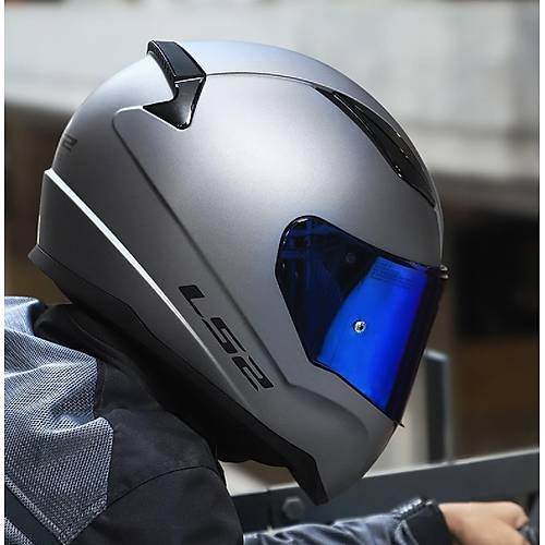 LS2 Rap�d 2 Mat T�tan�um Full Face Motosiklet Kask� Mavi Caml�