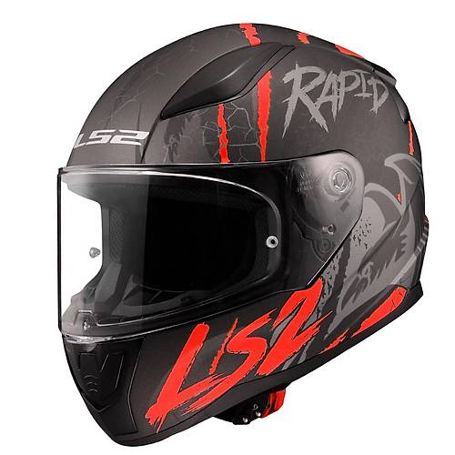 LS2 RAPID 2 RAVEN MAT SYAH-KIRMIZI KAPALI MOTOSKLET KASKI